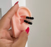 Trío Set de Ear Cuff • 2 negros + 1 clear